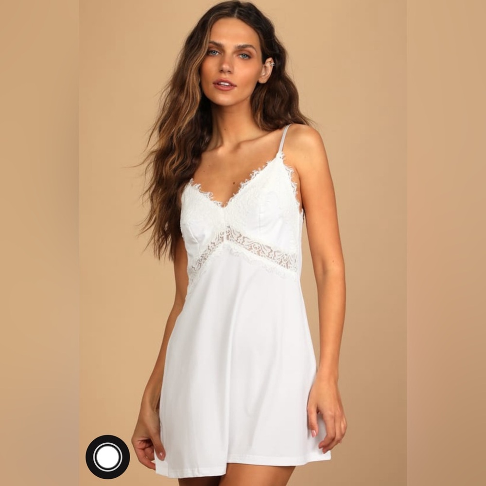 Lulus Absolutely Enchanting White Lace Lingerie Slip